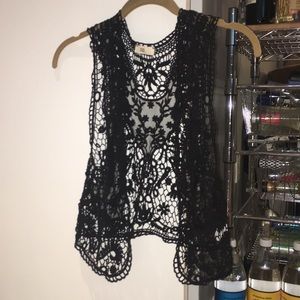 Black lace vest